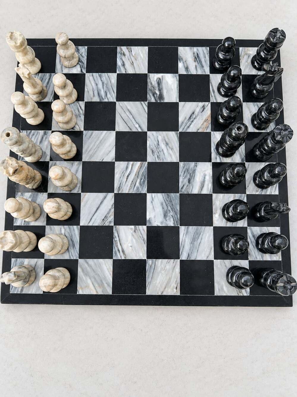 Handmade Black and White Marble Chess Set